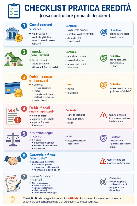 Cosa controllare prima di accettare un'eredita
